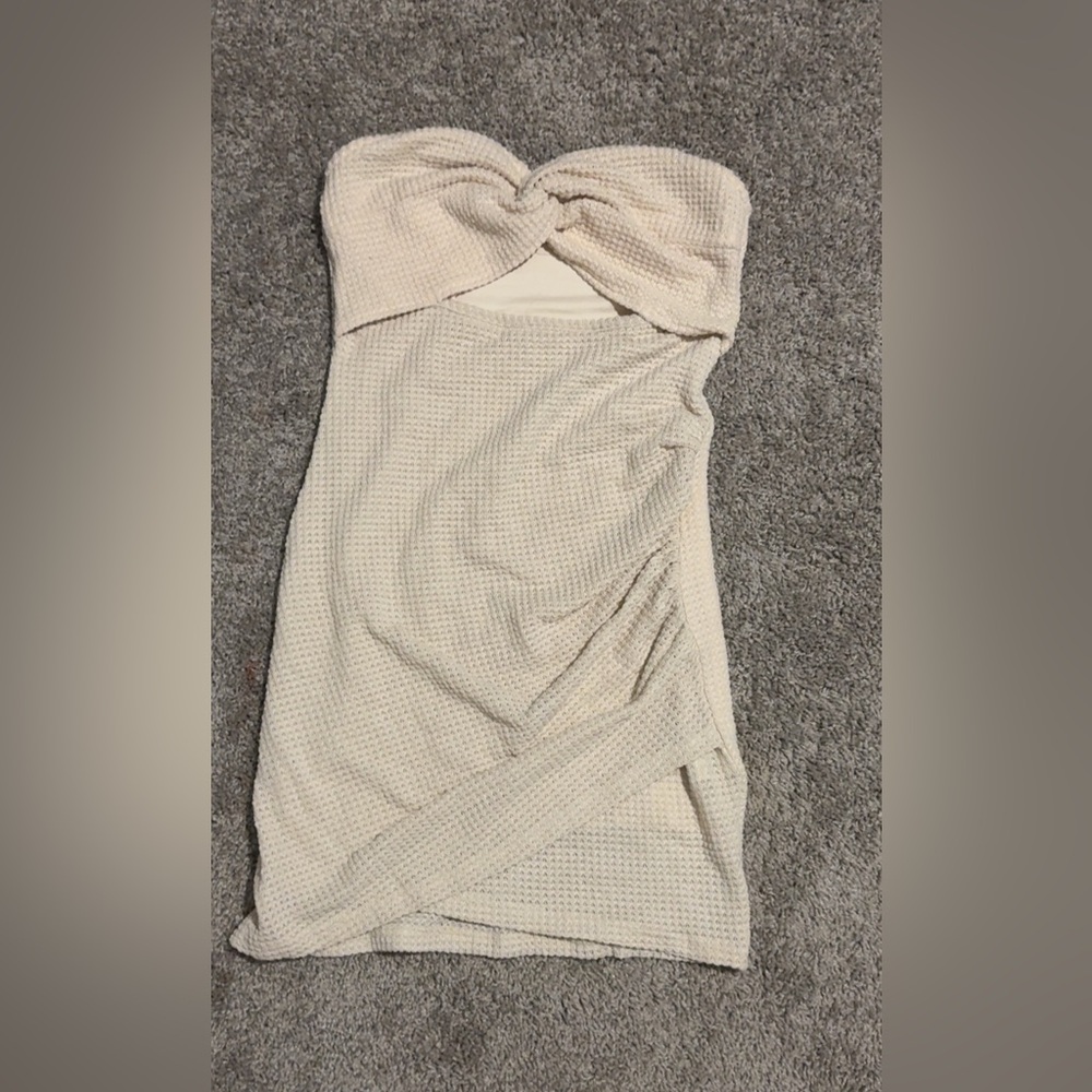 Cream Textured Knit Dress